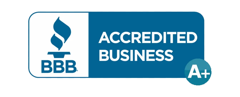 Better Business Bureau Accredited Business badge displaying A+