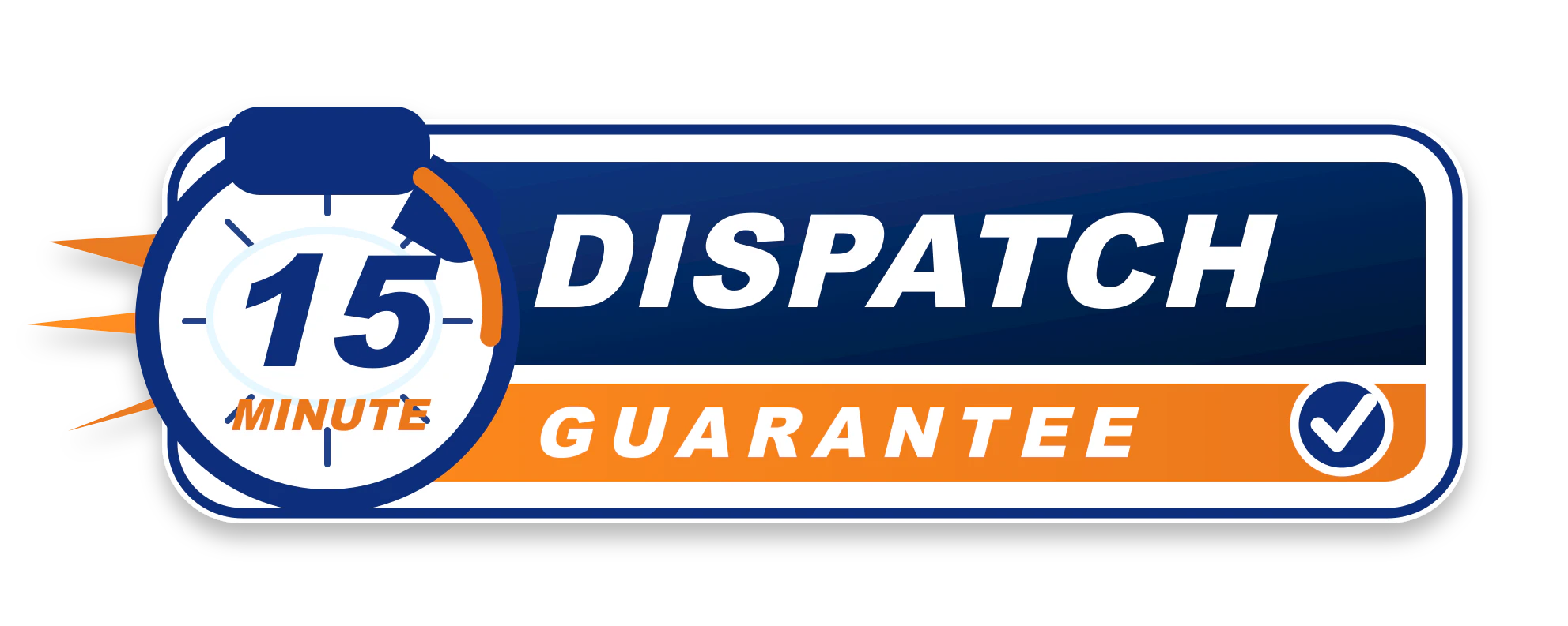 Badge displaying a 15-minute dispatch guarantee