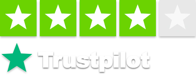Trustpilot profile badge displaying four green stars